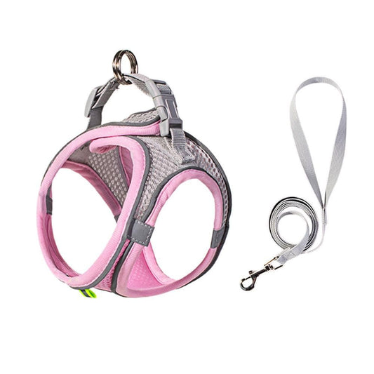 Cat Harness and Leash Set | Breathable Reflective Vest | Pink | Medium