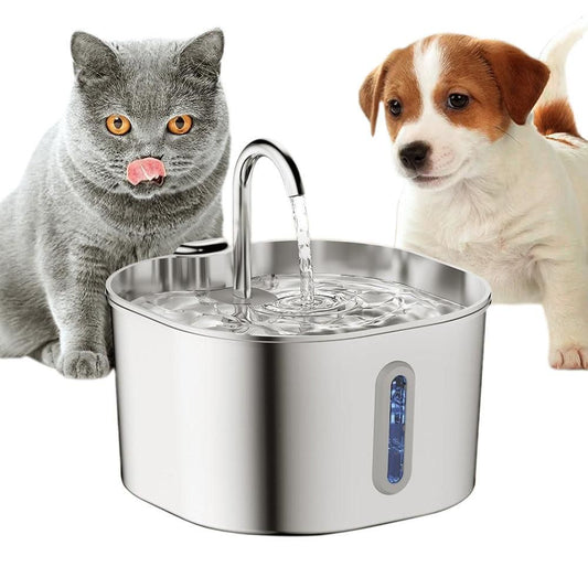 USB Stainless Steel Pet Water Fountain | 2.2L | For Cats and Small Dogs