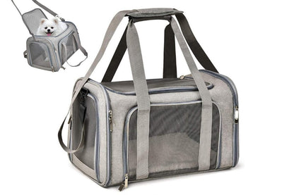 Soft Collapsible Pet Carrier Crate | Travel Bag | Grey