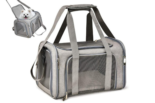 Soft Collapsible Pet Carrier Crate | Travel Bag | Grey