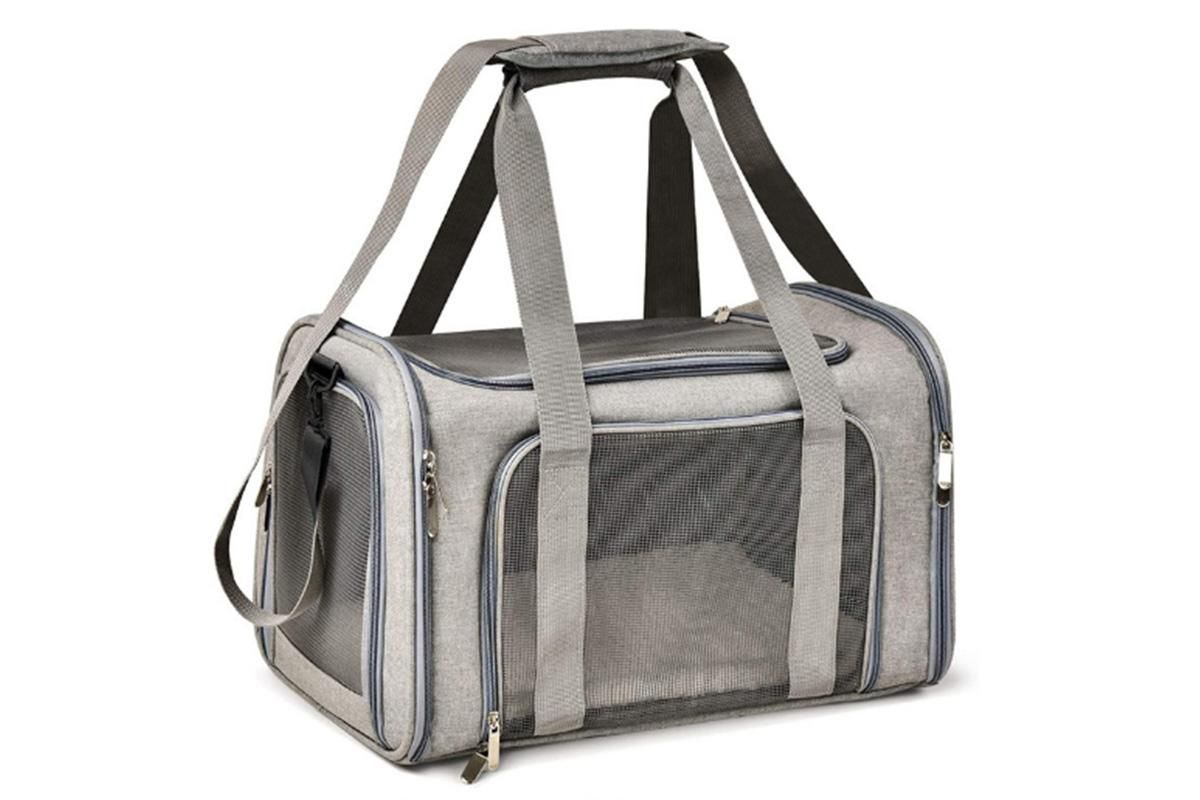 Soft Collapsible Pet Carrier Crate | Travel Bag | Grey
