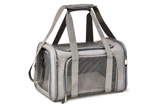 Soft Collapsible Pet Carrier Crate | Travel Bag | Grey