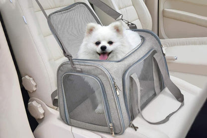 Soft Collapsible Pet Carrier Crate | Travel Bag | Grey