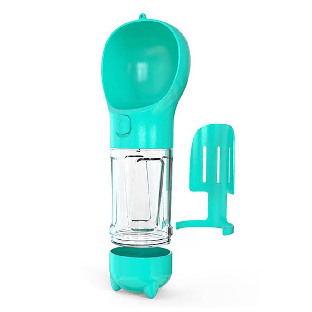 4-in-1 Pet Travel Feeder | Water Bottle Cup & Pooper Scooper | 300ml | Blue