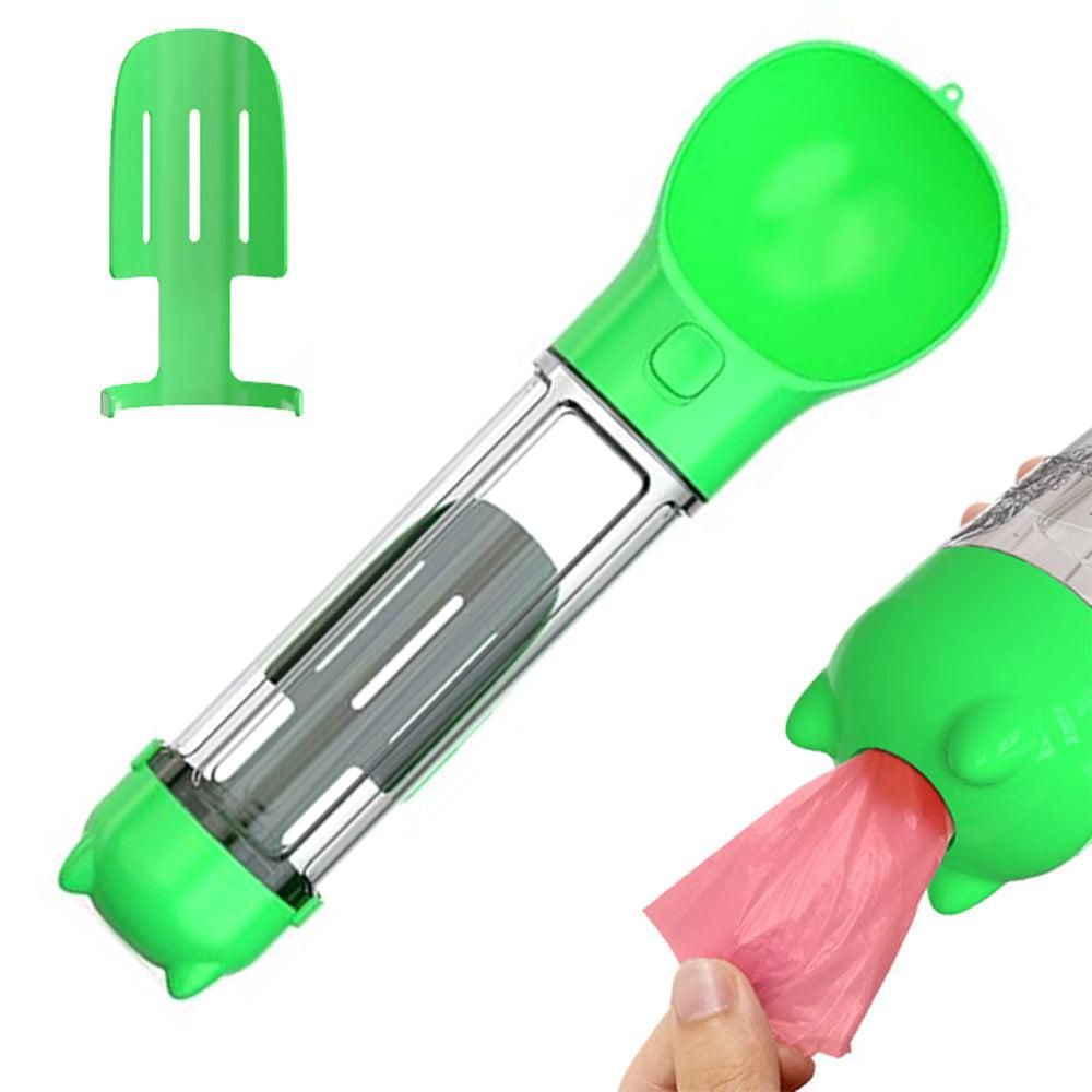 4-in-1 Pet Travel Feeder | Water Bottle Cup & Pooper Scooper | 300ml | Blue