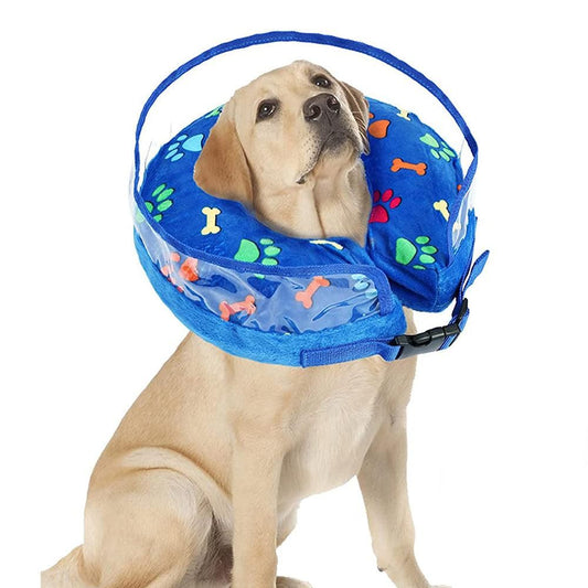Blue Soft Inflatable Pet Recovery Cone | Size L