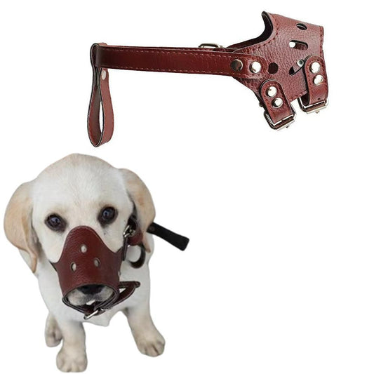 Adjustable PU Leather Dog Muzzle | Brown