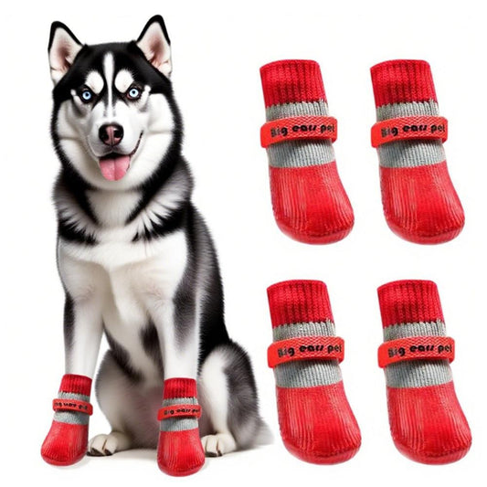Waterproof Anti Slip Pet Shoes with Rubber Sole for Indoor and Outdoor | Red (2)