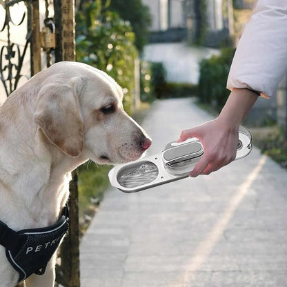 Foldable Pet Dog Water Bottle | 350ml | Leak-Proof Travel | Grey
