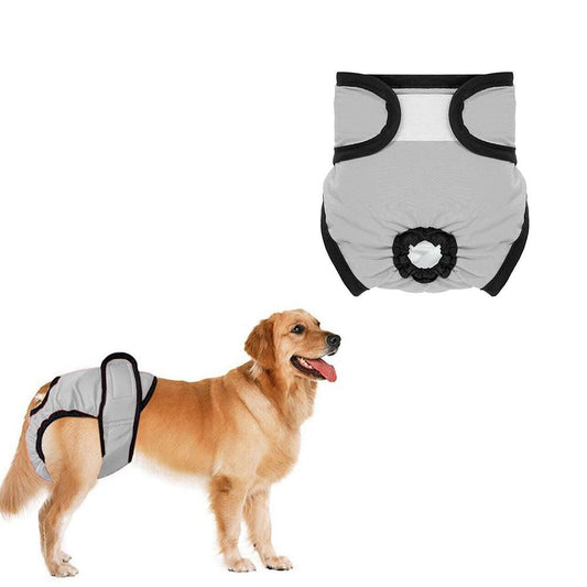 Washable Female Pet Nappy Diaper Dog Cat Physiological Pants Gray - M