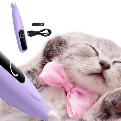 Cordless Pet Paw Trimmer with LED Light Rechargeable Grooming Tool