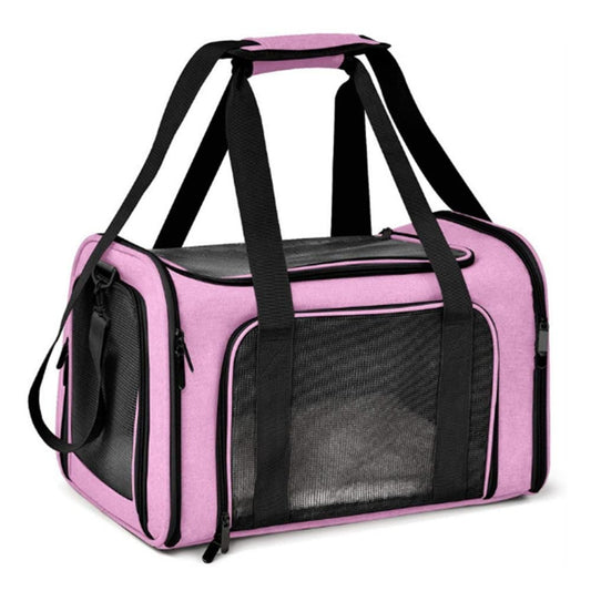 Foldable Travel Pet Carrier Bag | Cat & Dog Kennel | Pink | Large
