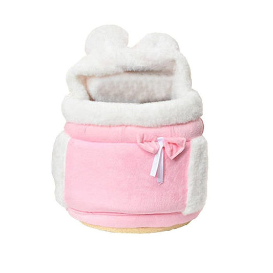 Plush Pet Carrier Backpack with Hand Warmer Pocket | Pink | Medium