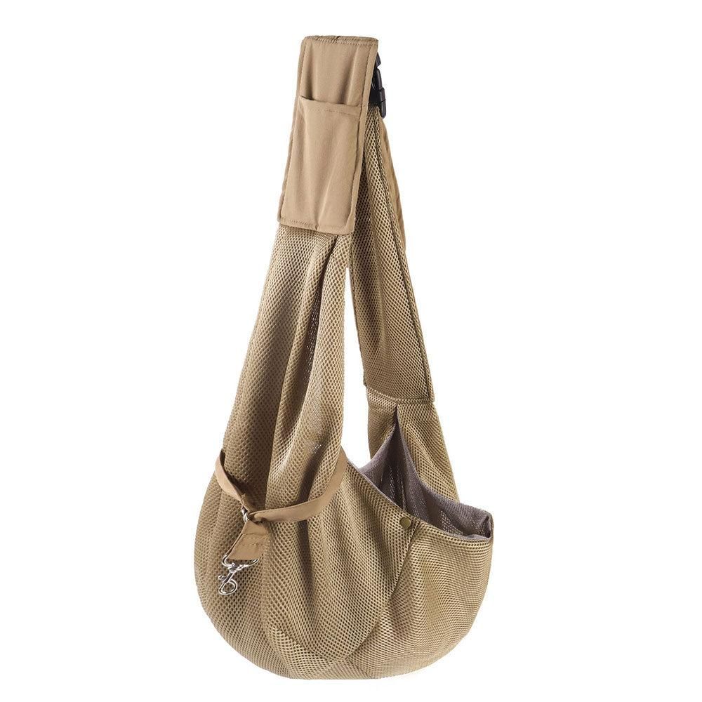Adjustable Pet Carrier Sling Bag | Breathable Mesh | Puppy & Cat | Khaki