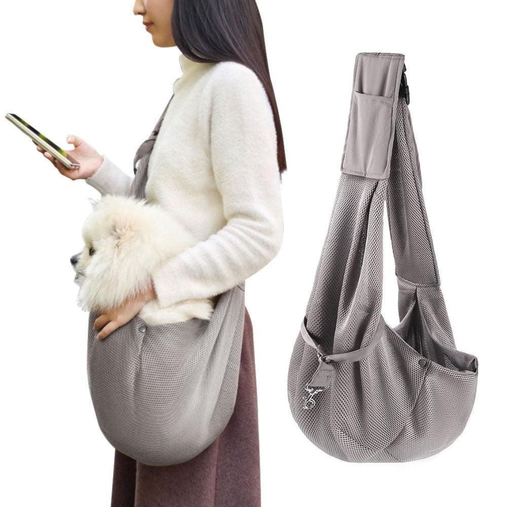 Adjustable Pet Carrier Sling Bag | Breathable Mesh | Puppy & Cat | Khaki