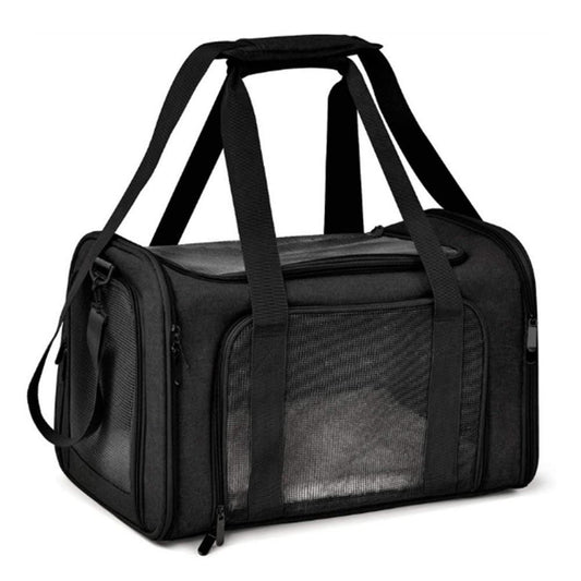 Foldable Travel Pet Carrier Bag | Cat & Dog Kennel | Black | Large