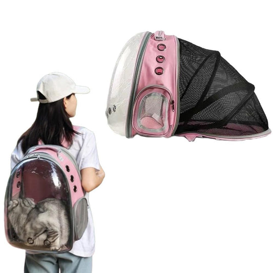 Expandable Cat Backpack Carrier | Tinted Bubble Window | Pink
