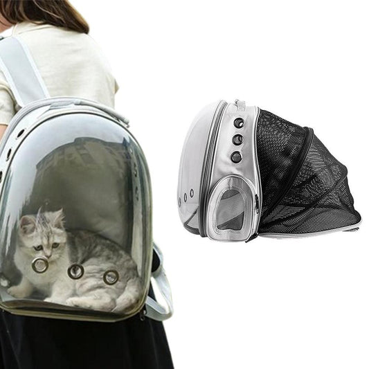 Expandable Cat Backpack Carrier | Tinted Bubble Window | Grey