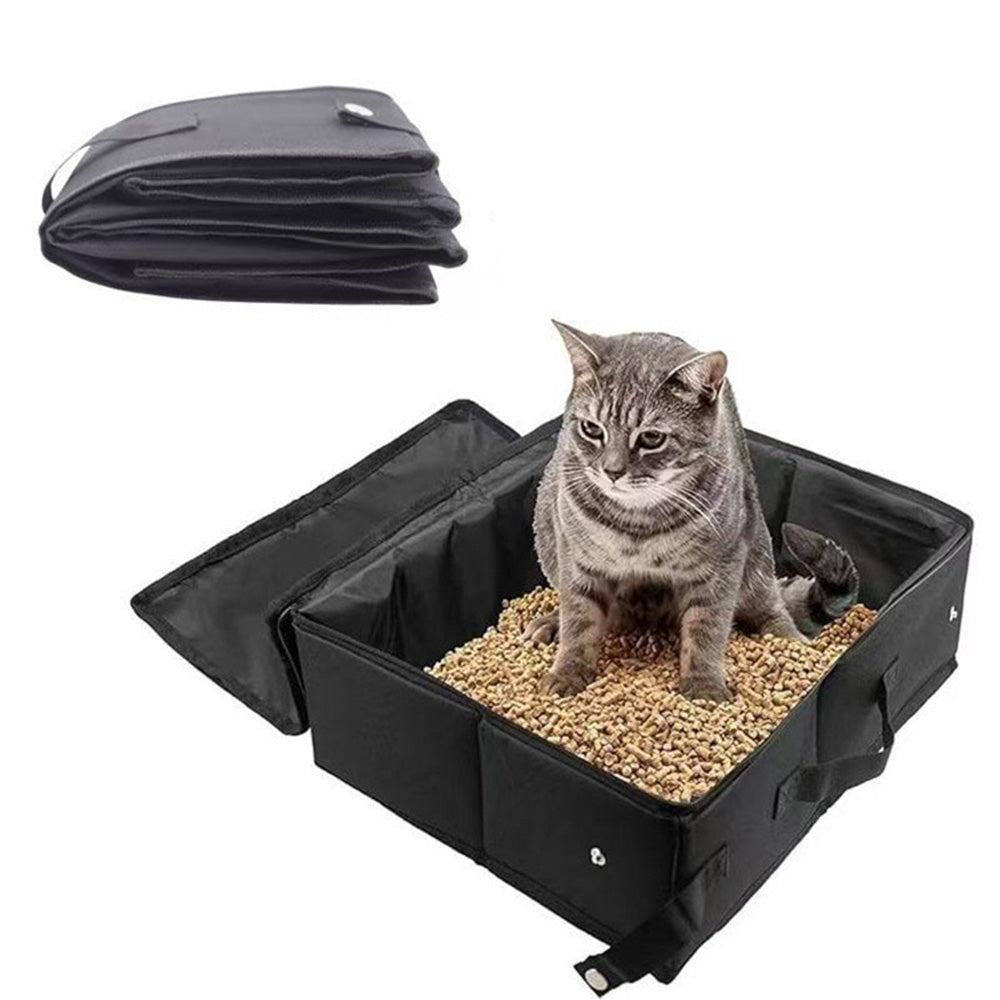 Portable Foldable Cat Travel Litter Box | Waterproof & Easy Clean | Black
