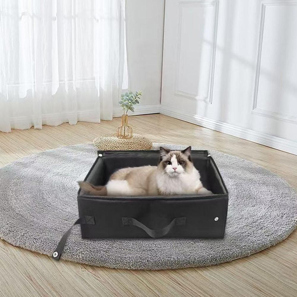 Portable Foldable Cat Travel Litter Box | Waterproof & Easy Clean | Black