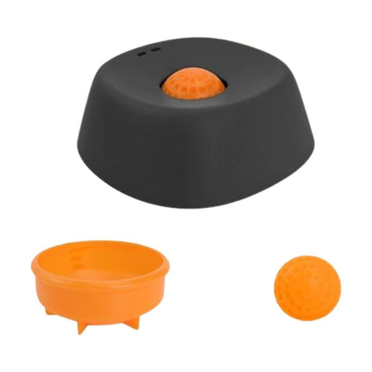 Slow Feeder Dog Bowl with Rolling Ball for Treats Snacks Training Black
