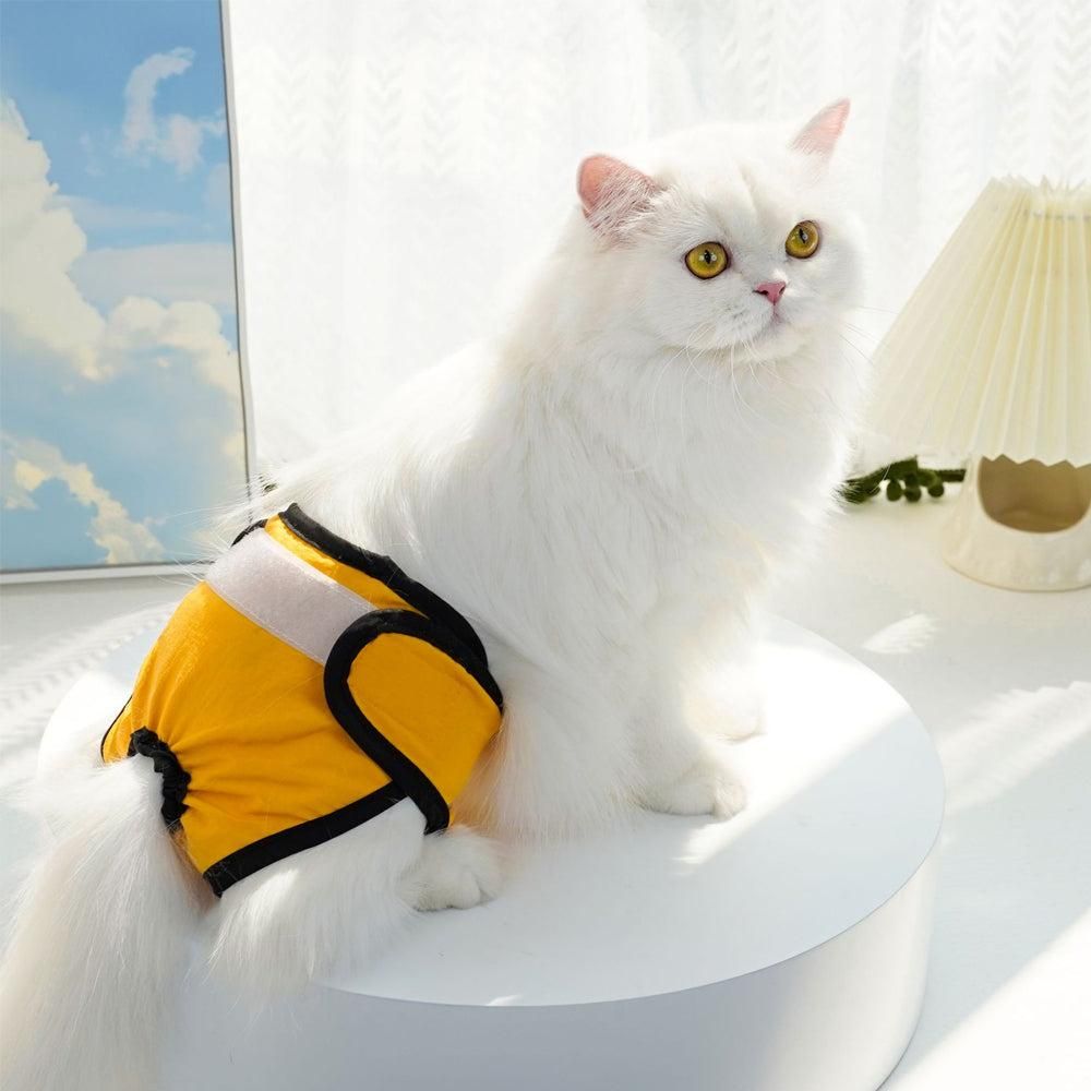 Washable Female Pet Nappy Diaper Dog Cat Physiological Pants Yellow - M