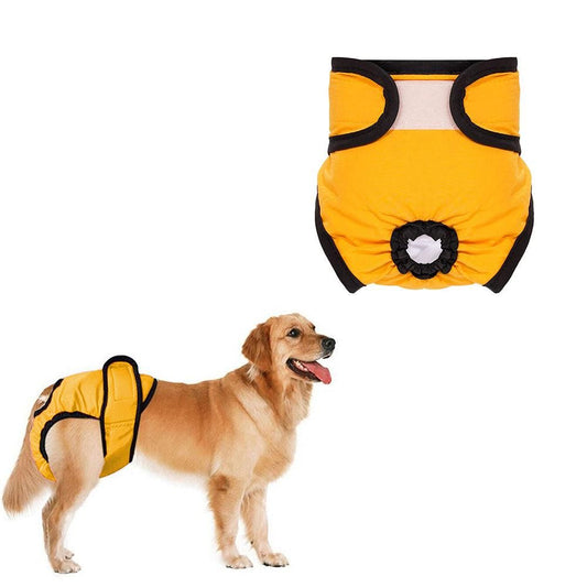Washable Female Pet Nappy Diaper Dog Cat Physiological Pants Yellow (2)