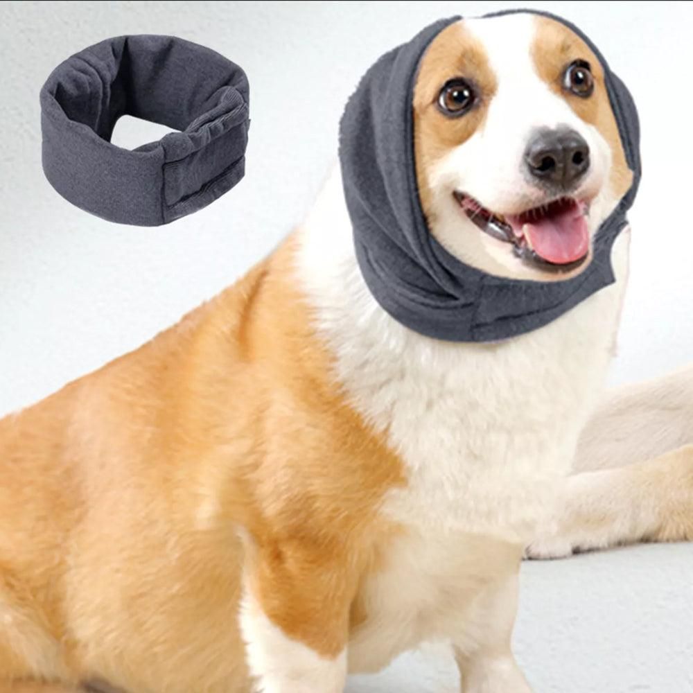 Dog Calming Ear Wraps Ear Protection Cover Pet Dog Head Muff Dark Gray - S