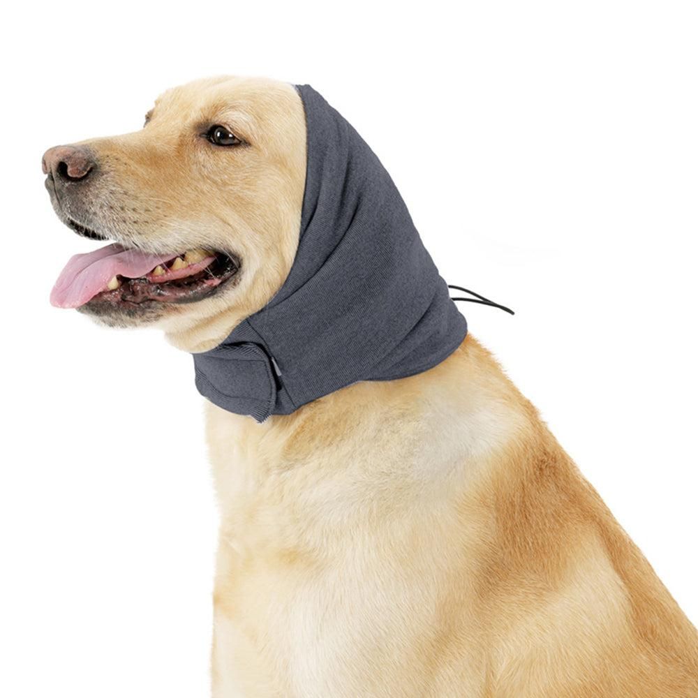 Dog Calming Ear Wraps Ear Protection Cover Pet Dog Head Muff Dark Gray - L