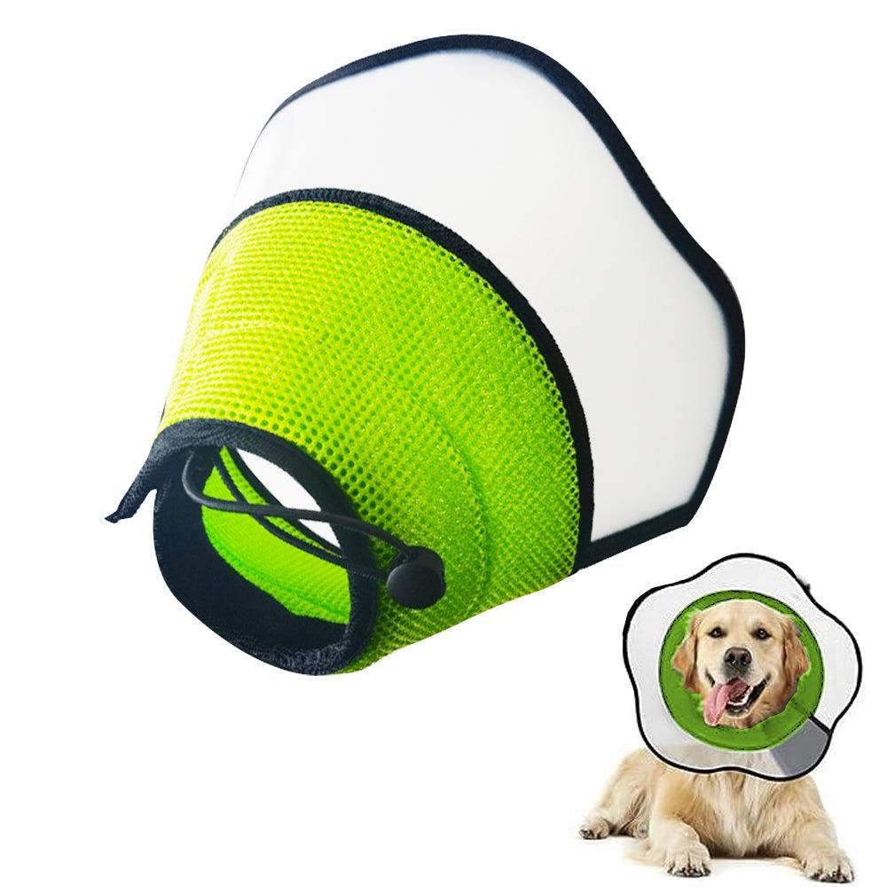 Black Soft Adjustable Pet Elizabethan Cone Collar | Recovery Collar for Dogs | Size M