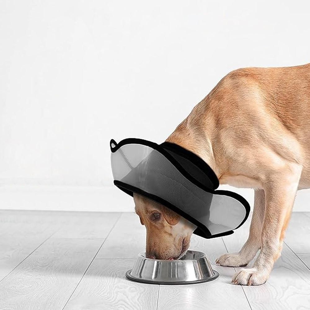 Black Soft Adjustable Pet Elizabethan Cone Collar | Recovery Collar for Dogs | Size L