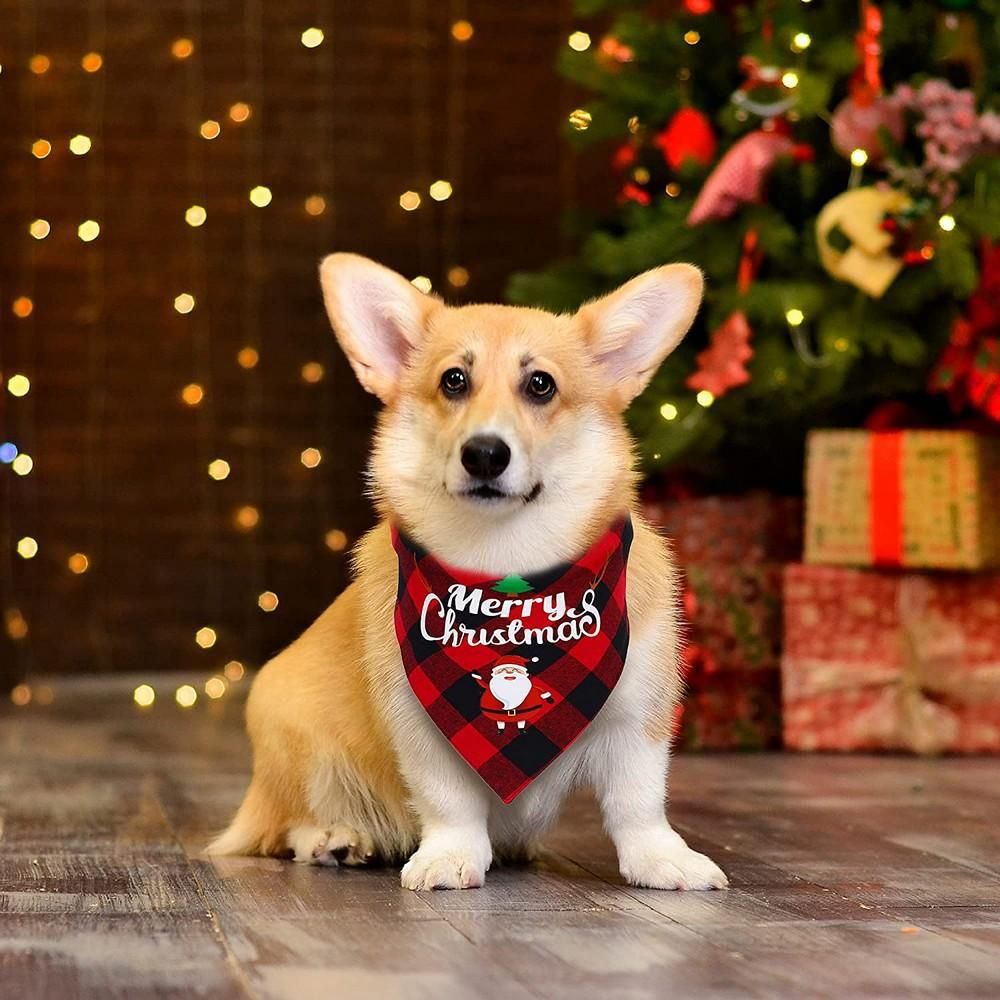 Christmas Pet Triangle Scarf Dog Bandana Pet Wearable Accessories Red | Merry