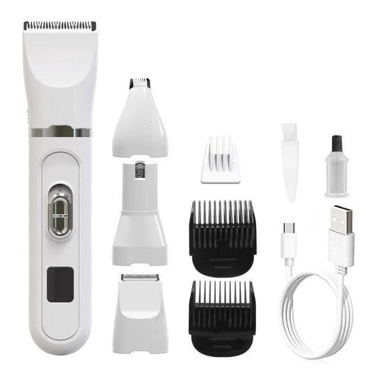 White 4-in-1 Pet Electric Clipper | Hair Trimmer Nail Grinder | Dog & Cat Grooming