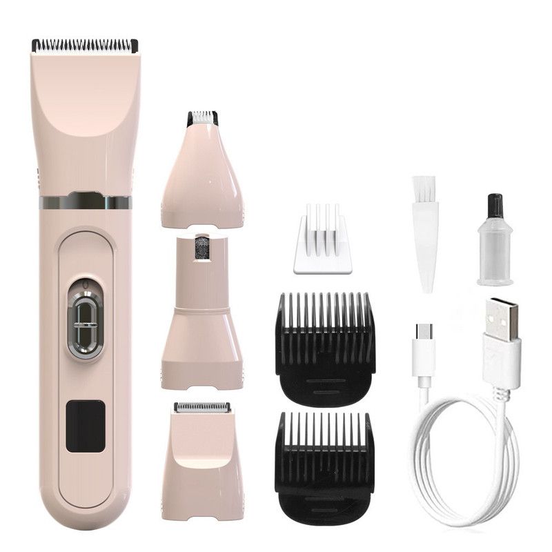 Pink 4-in-1 Pet Electric Clipper | Hair Trimmer Nail Grinder | Dog & Cat Grooming