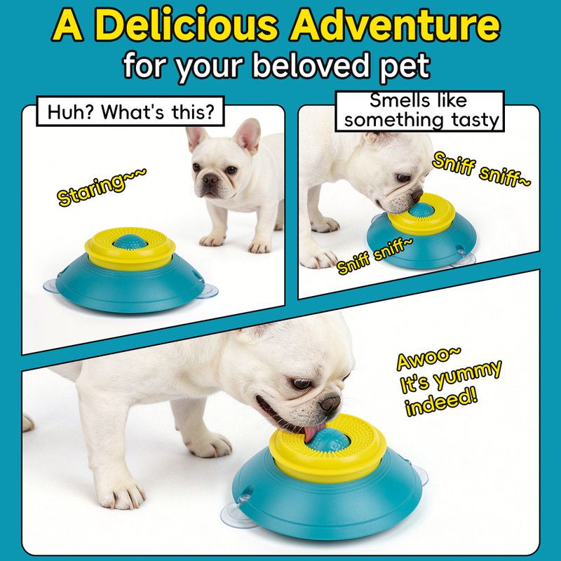Slow Feeder Lick Bowl, Universal for Cats and Dogs, a Fun and Stimulating Feeding Tool - Blue