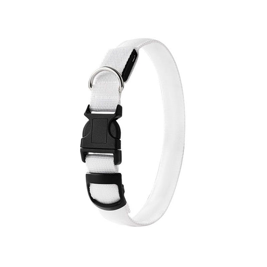Pet LED Light-Up Collar, Large, Adjustable, USB Rechargeable, for Cats and Dogs, Nighttime Anti-Lost - White