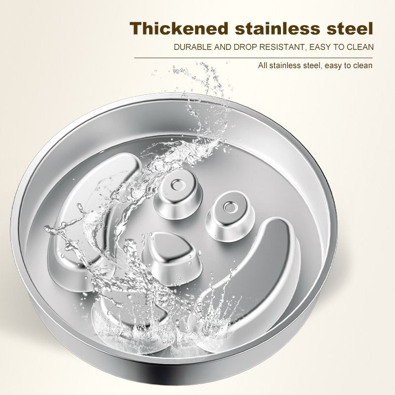 2-Piece Stainless Steel Slow Feeder Set for Pets, Reversible, for Cats and Dogs – Paw Design