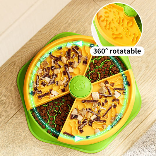 Large 360° Rotating Double-Layer Slow Feeder Bowl