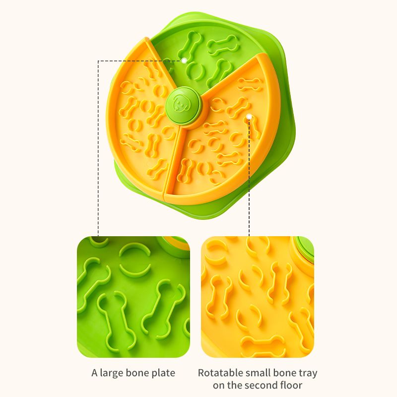 Large 360° Rotating Double-Layer Slow Feeder Bowl, 27 cm, Puzzle Feeder for Cats and Dogs