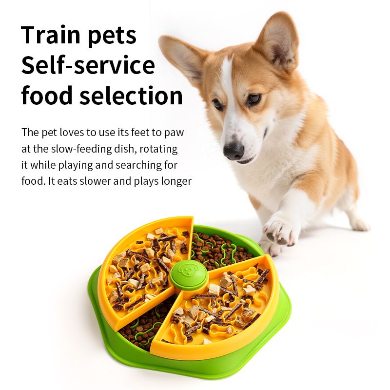 Large 360° Rotating Double-Layer Slow Feeder Bowl, 27 cm, Puzzle Feeder for Cats and Dogs