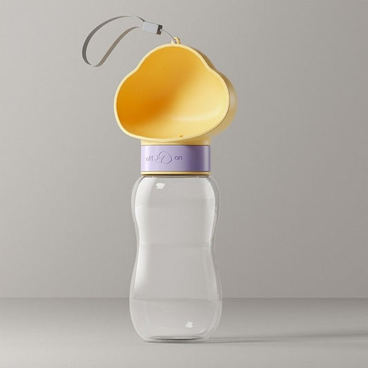600ml Portable Pet Outdoor Water Cup, Leak-Proof Travel Water Dispenser - Yellow
