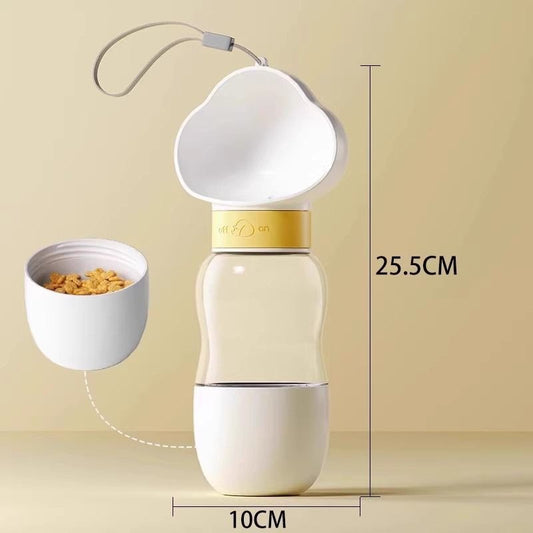 All-in-One Pet Travel Cup | 350ml Water + 200ml Food