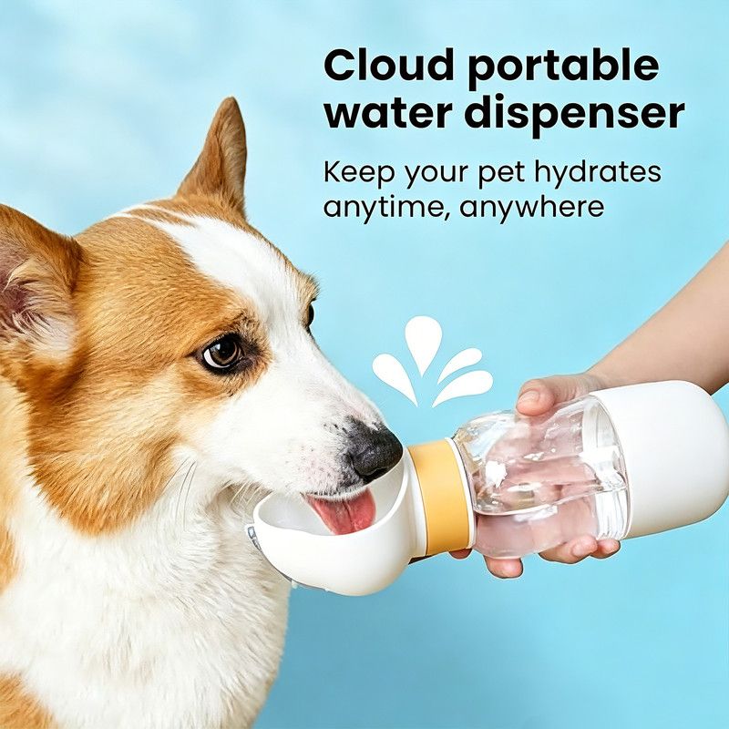 All-in-One Pet Travel Cup | 350ml Water + 200ml Food | Purple