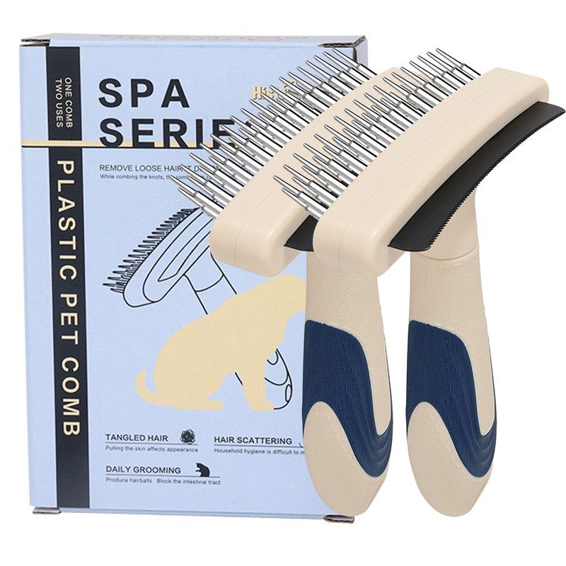 2-Piece 2-in-1 Pet Comb Set | Detangling & Shedding Comb | Long-Haired Dogs & Cats