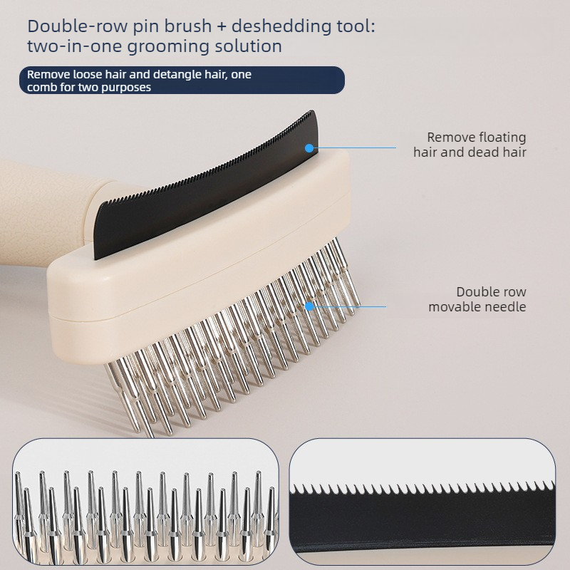 2-Piece 2-in-1 Pet Comb Set | Detangling & Shedding Comb | Long-Haired Dogs & Cats