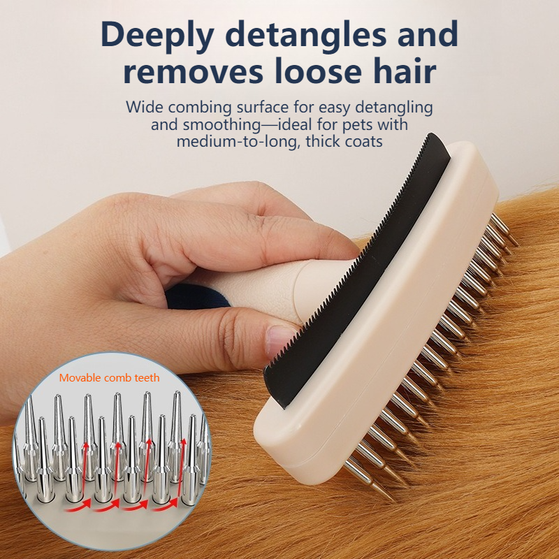 2-Piece 2-in-1 Pet Comb Set | Detangling & Shedding Comb | Long-Haired Dogs & Cats
