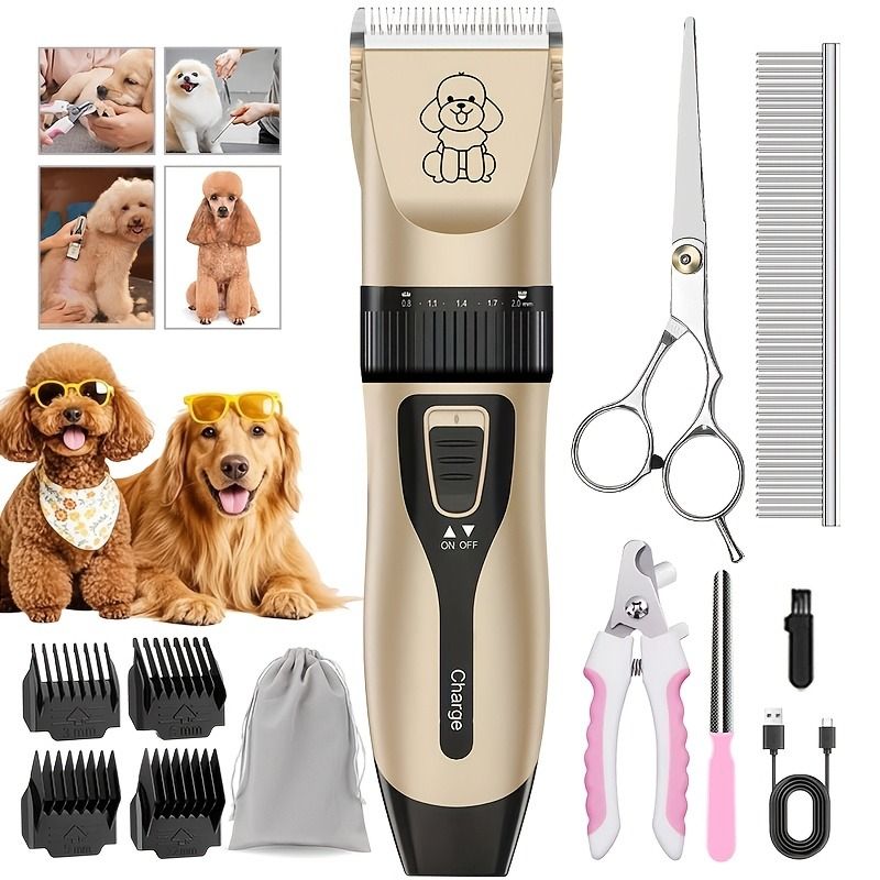 Quiet Professional Pet Grooming Clipper Set | Low Noise Cordless | Dog & Cat