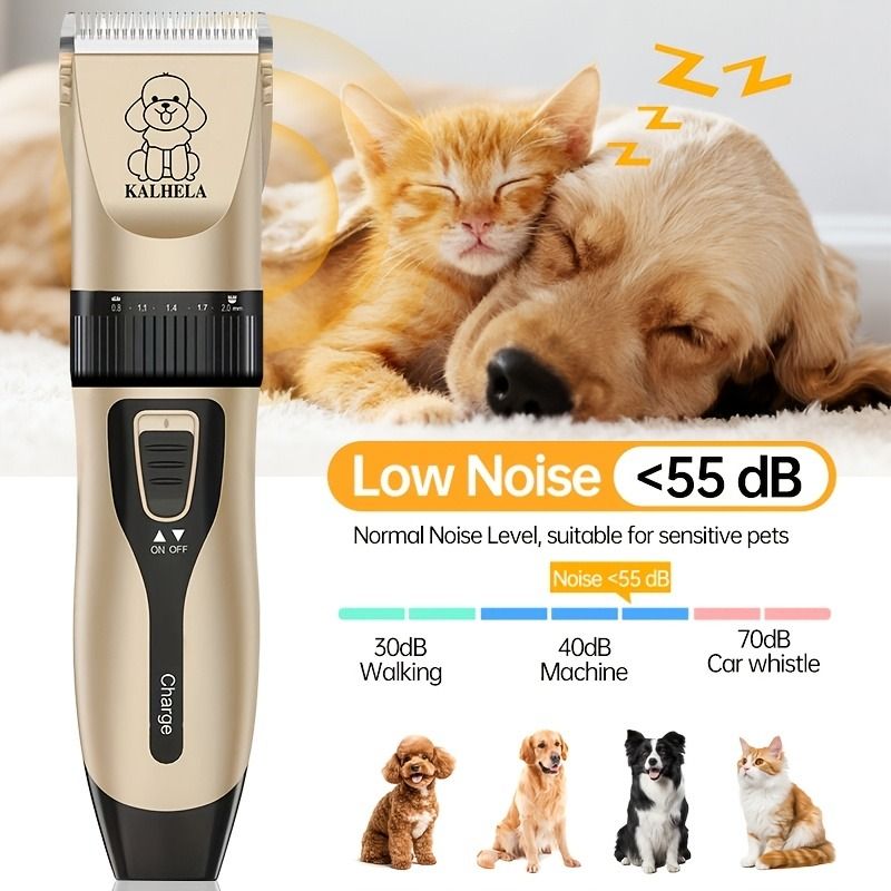 Quiet Professional Pet Grooming Clipper Set | Low Noise Cordless | Dog & Cat