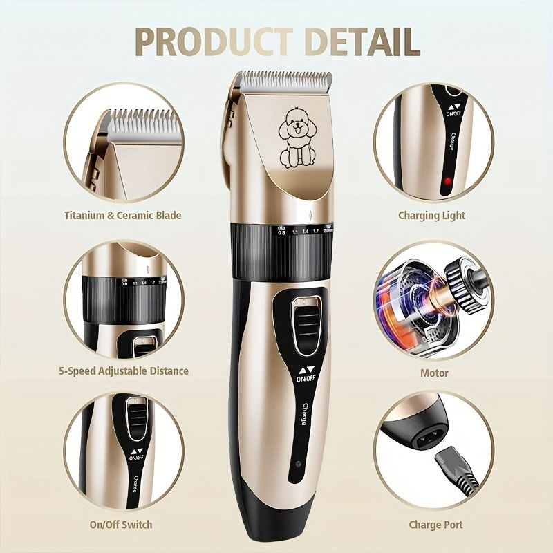 Quiet Rechargeable Pet Grooming Clipper Set | Professional Home Grooming | Dogs & Cats