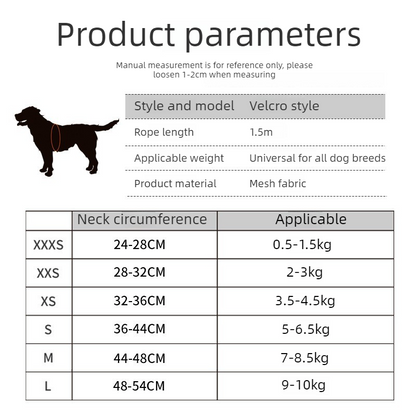 Breathable Reflective Pet Harness Set: Vest-Style Dog Harness + Leash | Black-L